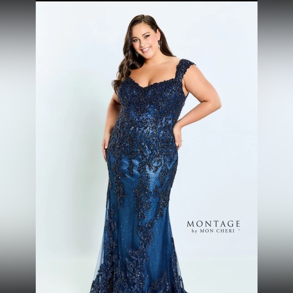 Style number 221973 Montage by Mon Cheri in navy - Picture 2 of 5